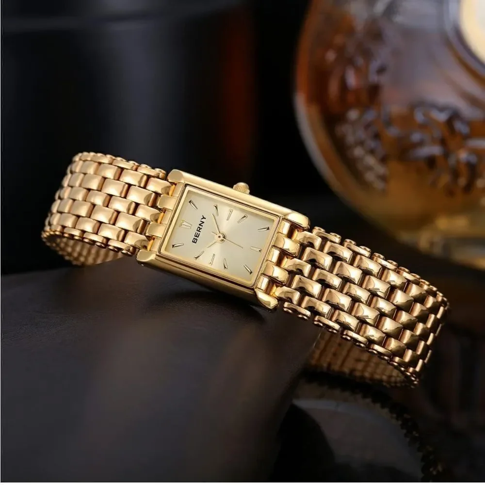 Classic Square Gold Wristwatch for Women